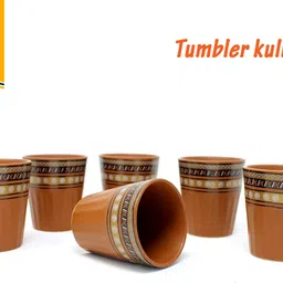 Pack of 6 Ceramic THE INDIA STYLE Ceramic kulhad Set Cups Handmade kullad Tea Set | kulhad chai Cups | Hand Painted kulhad Coffee/Tea Mug (Print Tamler Kullahar, Pack of 6) image 4