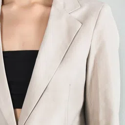 chkokko Women Solid Single Breasted Casual Blazer image 5