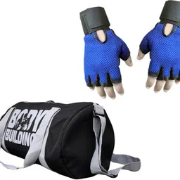 Snipper Combo Of BodyBuilding (Black) Gym Bag And Gloves(Blue) Fitness Accessory Kit Kit-image-91