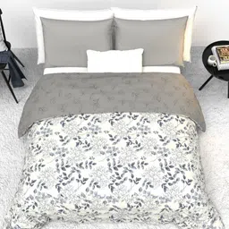 THE WHITE MOSS White & Blue Floral AC Room 150 GSM Single Bed Comforter-image-77