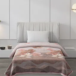 Monte Carlo Brown & White Floral AC Room 120 GSM Single Bed Comforter image 5