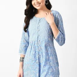 meesan Casual Regular Sleeves Printed Women Blue Top-picture-22