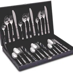 shri & sam Lotus Plain 24 Pieces Stainless Steel Cutlery Set-picture-31
