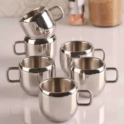 akashmetal Pack of 6 Stainless Steel double wall tea and coffee cup set_cs57-picture-19