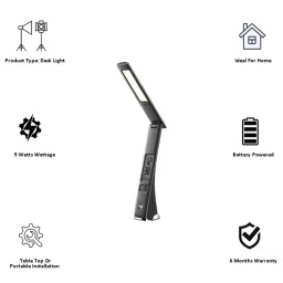 iGear Battery Powered 5 Watt Study Lamp (iG-1071, Black) image 5