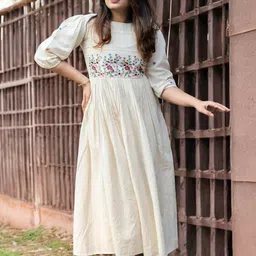 kharoliya Embroidered Pure Cotton Stitched Flared/A-line Gown image 4