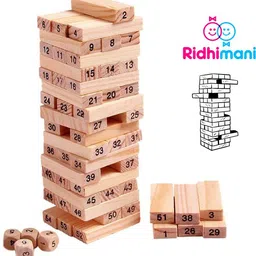 ridhimani Zenga Wooden Building Blocks Tumbling Tower | Wooden 48 Blocks Stacking Toy-picture-13