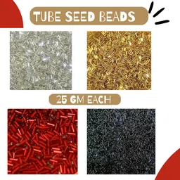 qroof Bugle Pipe Seed Beads Combo 25 GM EACH Jewellery Craft DIY image 2