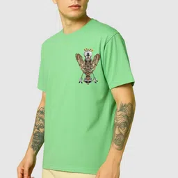 kintu parantu Pack of 2 Men Graphic Print Round Neck Polyester White, Green T-Shirt image 4