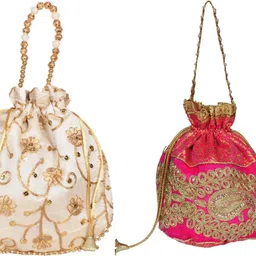 sunesh creation Women Beige, Pink Potli-picture-30