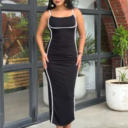 tandul Women Bodycon Black Maxi/Full Length Dress image 3