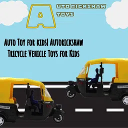 neoinsta shopping Medium size pull back auto rickshaw toy with rubber tires For Kids image 3