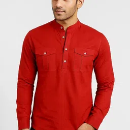 vimasuti Pack of 2 Men Solid Pure Cotton Straight Kurta image 3