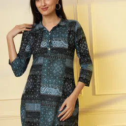 Tissu Ethnic Printed Shirt Collar Pure Cotton Kurti-picture-24
