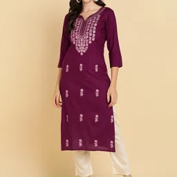 MissKurti Floral Embroidered Straight Kurta-picture-33