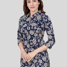 Saree Swarg Floral Printed Shirt Collar A-Line Kurti image 5
