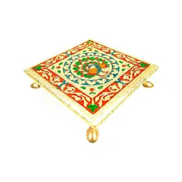 apka mart Red Meenakari Pooja Chowki Bajot image 5