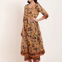 FFU Ethnic Motifs Printed Pleated A-Line Kurta With Palazzo & Dupatta image 4