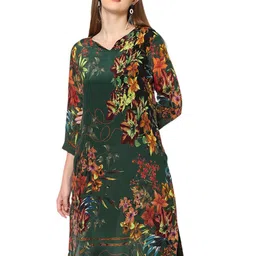 Cloth Haus India Floral Printed Notch Neck A-Line Kurta image 1