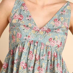 HERE&NOW Floral Printed Shoulder Strap Peplum Top image 2