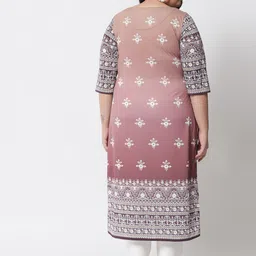Amydus Women Plus Size Pink Ethnic Motifs Printed Kurta image 5