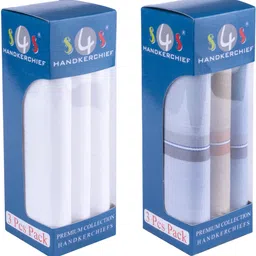 S4S 6 Pcs White and Light Colour Striped Men's 100% Cotton Essential Box Packing ["Multicolor"] Handkerchief image 2