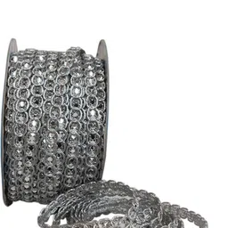 pundriksh CWG0115-03 (20 Mtr, 0.6 cm Width)Roll Of Silver Chaalu Goli Gota Patti Embroidery Trim Lace Lace Reel-picture-20