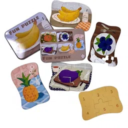 minnics Wooden Fruit and Vegetable Puzzle for kids with Metal Box-picture-22