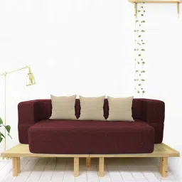 usha shriram Addo 14 Inch Foam (72x44) In Maroon Colour Queen Size Sofa Cum Foldable Mattress image 1