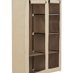 Pamworld Beige 6-Tier Rectangle Double Door Collapsible With Hanging Compartment Wardrobe-picture-33