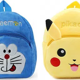 black hill Small 11 L Backpack Kids School Bag Soft Plush Backpack Cartoon Bags Mini Travel Bag for for Girls Boys Toddler Baby doraemon & Pikachu image 1