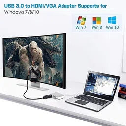 VOOCME VGA Cable 0.4 m USB 3.0 to HDMI VGA Adapter Converter 2 in 1 USB to HDMI VGA image 3