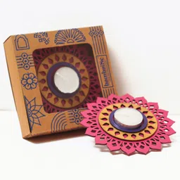 bambaise Pink Premium MDF Regular Tea Light Holder with Mandala Art image 3