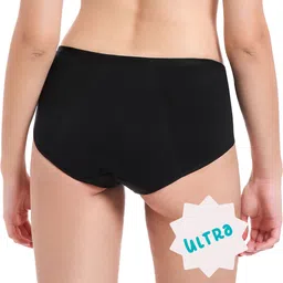 healthfab Gopadfree Ultra Reusable Leak Proof Period Panty for Super heavy flow days, Women Hipster Black Panty image 2