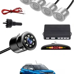 zplus Car Parking Sensors - Set of 4 with Reverse Parking Camera (Silver)-210 Safety of Passengers/Car One Alarm Kit-2166 Parking Sensor-picture-36