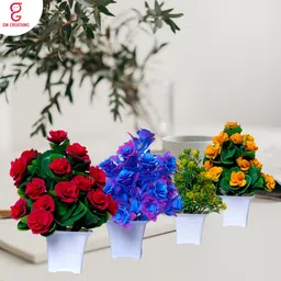 gw creations Multicolor Holly Berry Artificial Flower with Pot-picture-14