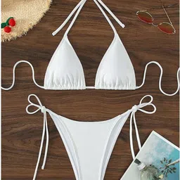 recent fashion Solid Women Bikini White Swimsuit-picture-20