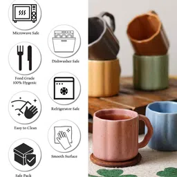 cdi Multicolour Liner Shaped 150ml Ceramic (Set Of 6) Tea Cups image 5