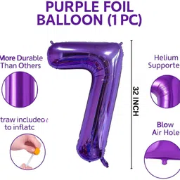 bash n splash Solid Seven Jumbo XL Size 7 Purple 32" Number digit numeric Foil Balloon Letter Balloon image 2