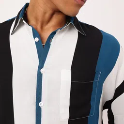 Kook N Keech Vacanza Ultramarine Striped Relaxed Fit Shirts image 3
