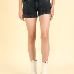 Nifty Women Mid-Rise Washed Denim Shorts-picture-22