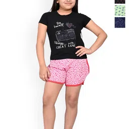 BAESD Girls Pack of 4 Printed Cotton Hot Pants-picture-39