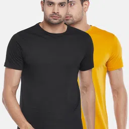 People Men Black & Mustard Yellow 2 Slim Fit T-shirt-image-20