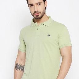 Duke Men Green Polo Collar Applique Slim Fit T-shirt-picture-19
