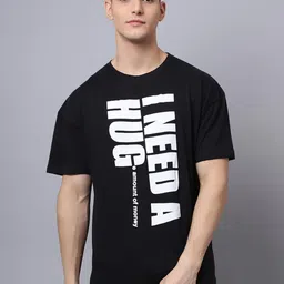 DOOR74 Men Black & White Printed Monochrome Loose T-shirt-picture-17