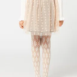 One Friday Girls Peach Colored Self Design Mini Flared Skirts-picture-35