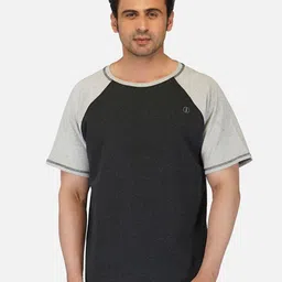 IMPERATIVE Men Grey Colourblocked Anti Odour T-shirt-picture-19
