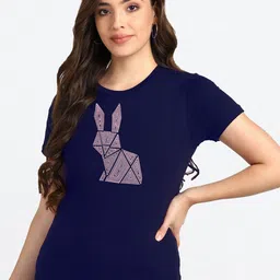shashvi Women Navy Blue Printed T-shirt-picture-19