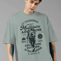 Roadster Grey Typography Printed Pure Cotton Oversized Tshirt-picture-27
