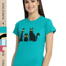 Fabflee Pack Of 4 Typography Printed Cotton T-shirt-picture-18